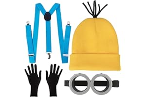 ROOZIE Halloween Costume Accessories Adult Yellow Beanie Hats for Men Women for Cosplay Party Set