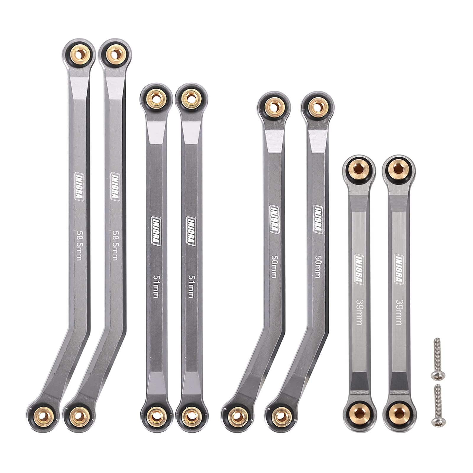 INJORA High Clearance Front 4 Links Set for SCX24 C10 JLU Bronco Base Camp 4Runner Axial 1/24 RC Crawler Car, 8PCS（Grey）