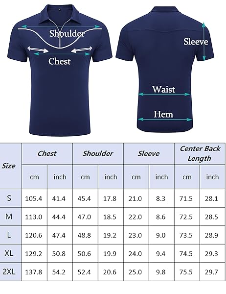 URRU MENS FASHION MUSCLE POLO NAVY BLUE POLO SHORT SHIRTS SLEEVE SLIM FIT GOLF POLO SHIRT NAVY BLUE M