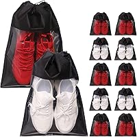 12 Pack Portable Shoe Bags for Travel Large Shoes Pouch Storage Organizer Clear Window with Drawstring for Men and Women…