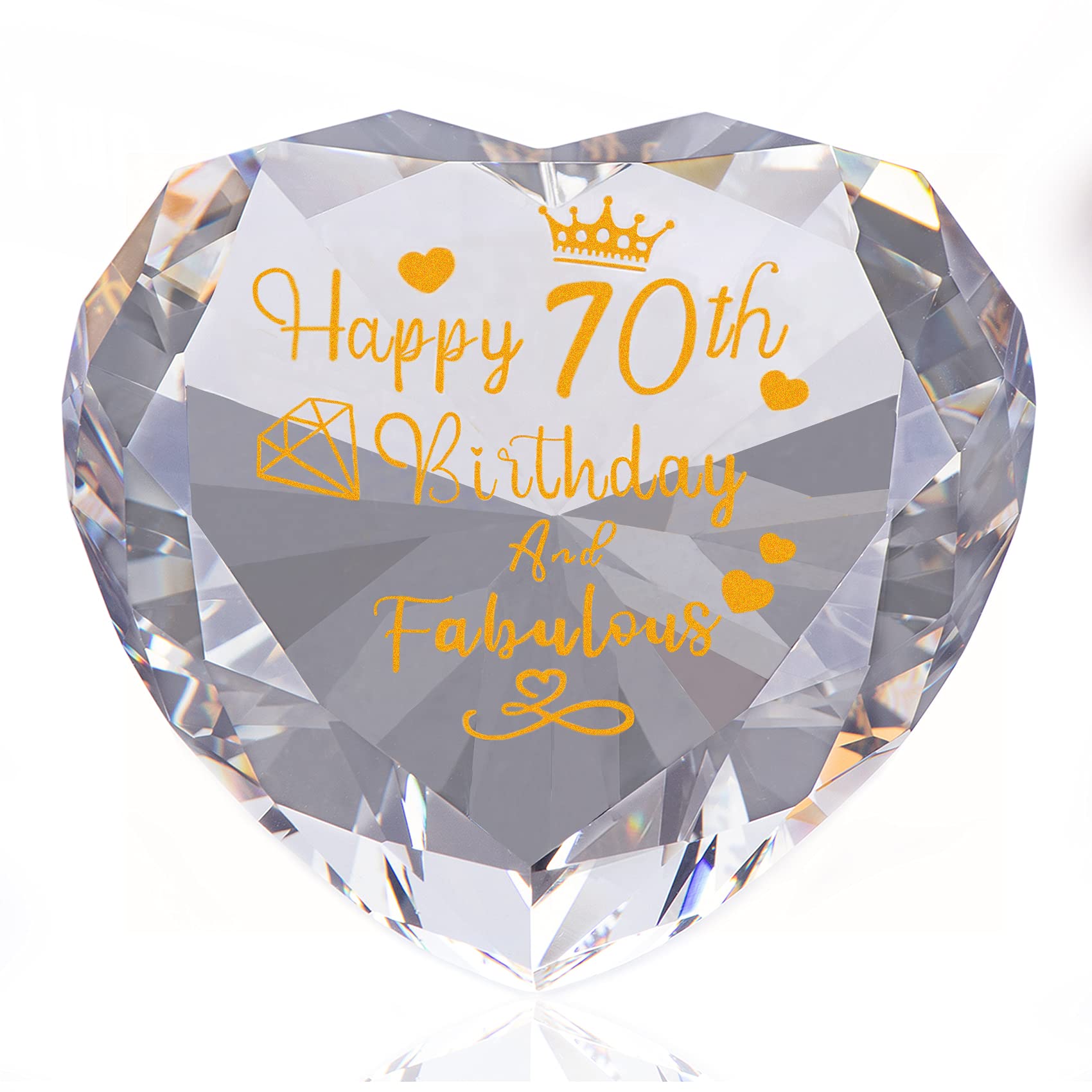 70th Birthday Gifts for Women Happy 70th Birthday Gifts for Mum Nan, Heart Glass Keepsake Presents for Friends Women