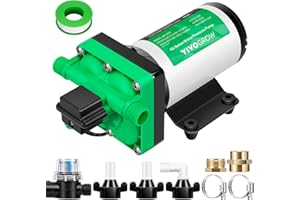VIVOGROW Water Pressure Pump, 110V 5.5GPM 70 PSI Diaphragm Water Pump Include 1/2" and 3/4" Garden Hose Adapters, Power Plug for Bathrooms, Kitchens, RVs, and Yachts, Green