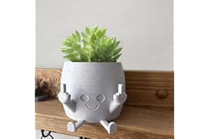 SXIDPDA Smiling Plant Pot with Middle Fingers Up, Flower Pots for Succulents, Funny Resin Figure Planter Pot for Indoor Outdoor