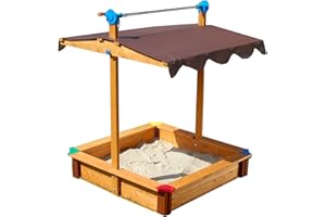 Exaco Felix Adjustable Roof Sandbox, 40 x 51 inches, Orange-brown