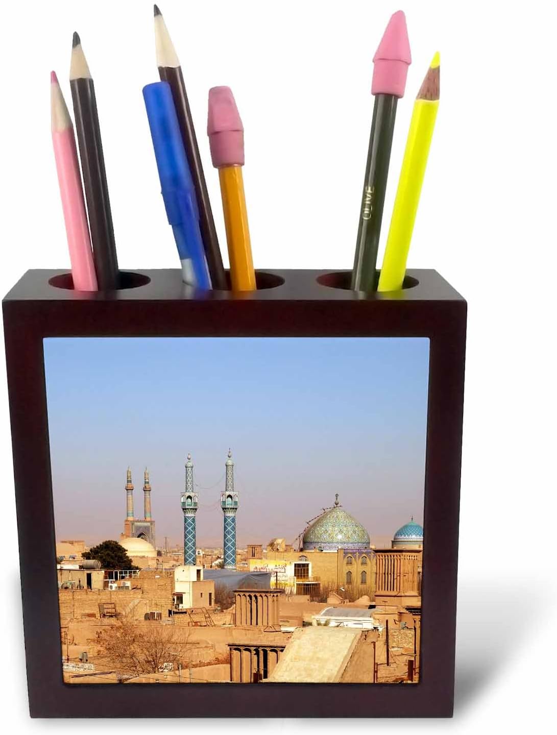 3dRose ph_225853_1 5-Inch "Iran/Yazd/Aerial View of The City" Tile Pen Holder