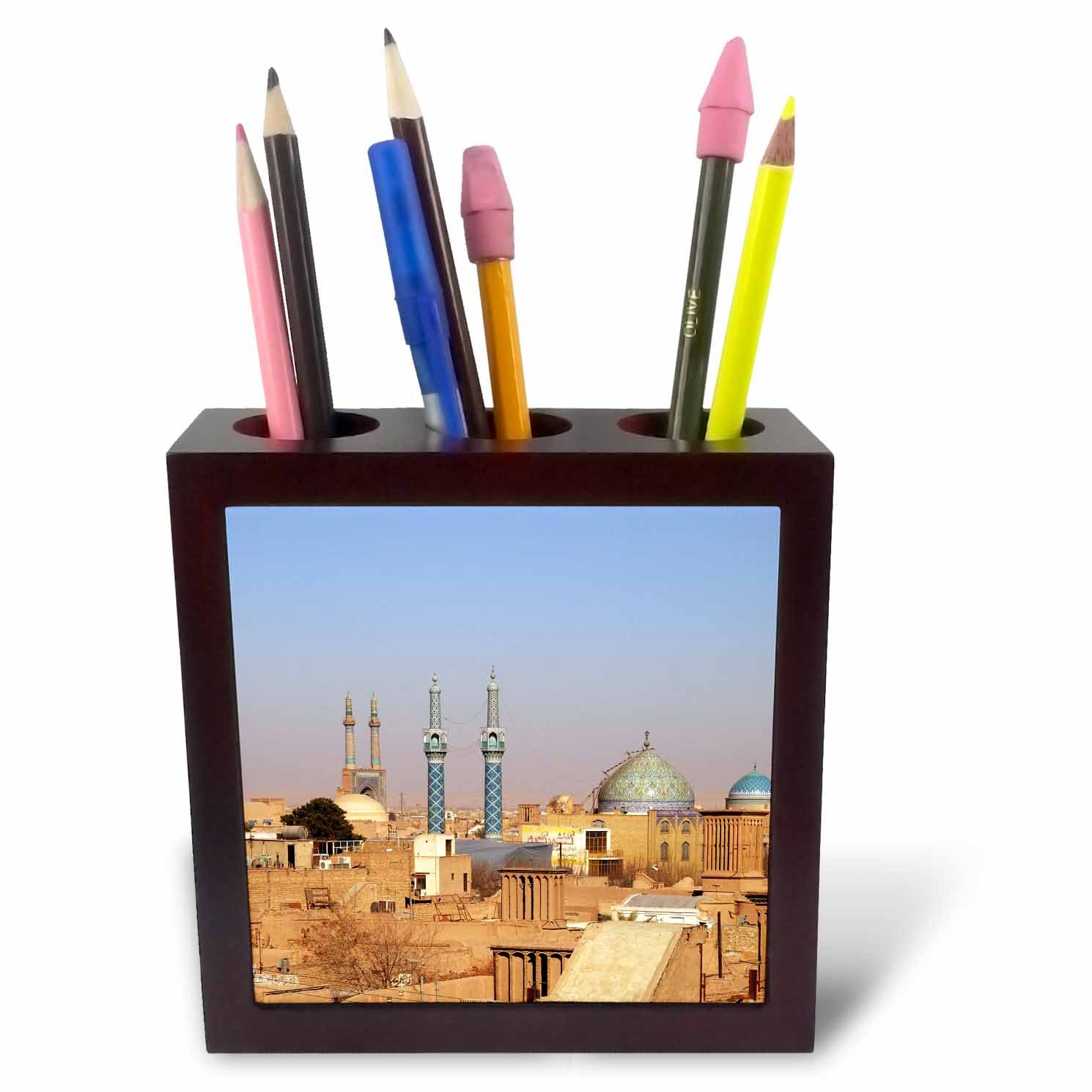 3dRose ph_225853_1 5-Inch "Iran/Yazd/Aerial View of The City" Tile Pen Holder