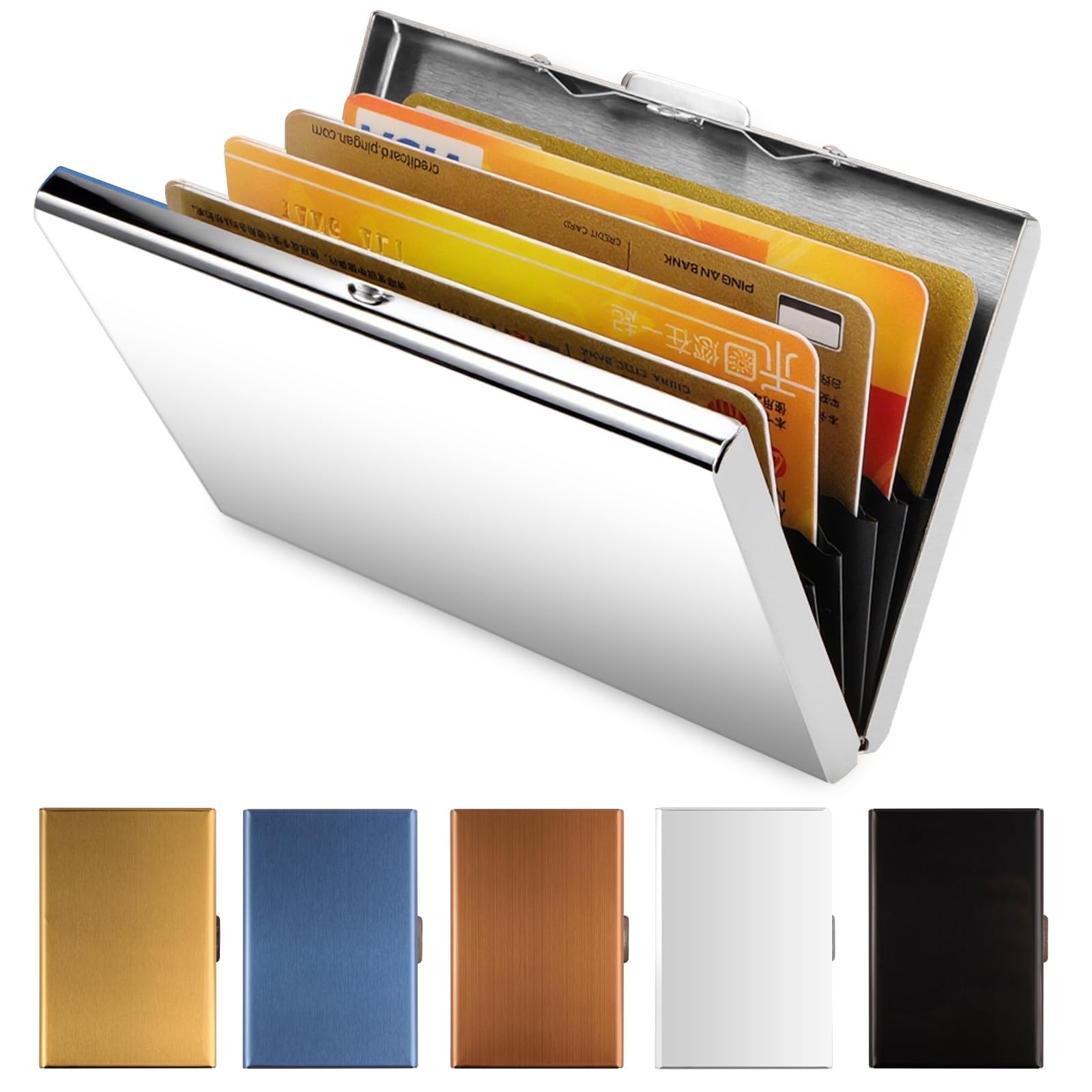 Vicloon Metal Card Holder Wallet,Ultra Thin Stainless Steel Metal Wallets RFID Blocking Credit Card Wallet Holder for Men & Women,Best Card Protector (Silver)