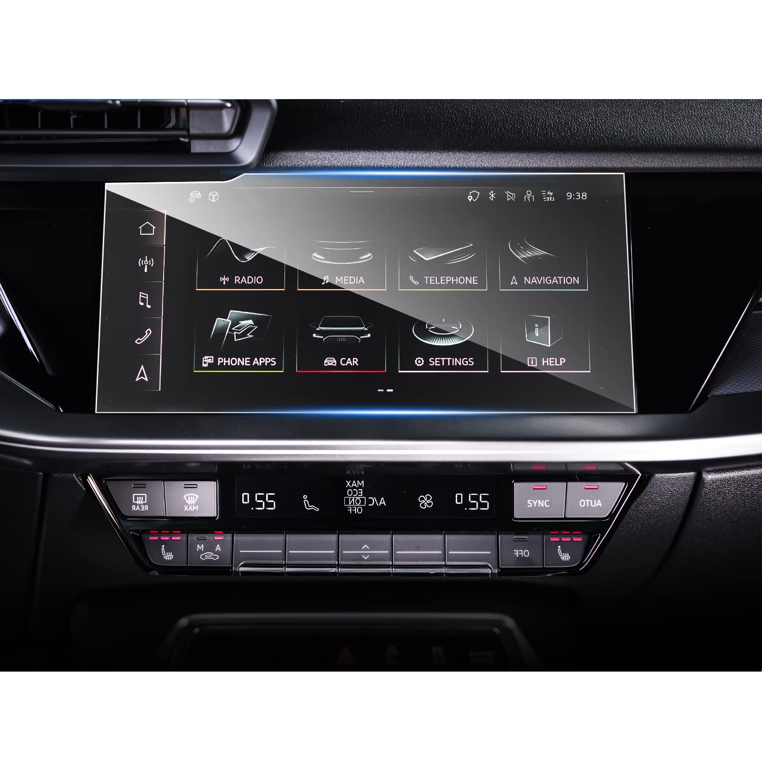 SHAOHAO Car Navigation Screen Protector for AU*Di A3 8Y MK4 10.1 Inch GPS Transparent Protective Film, Scratch-Resistant 9H Anti-Fingerprint Tempered Glass