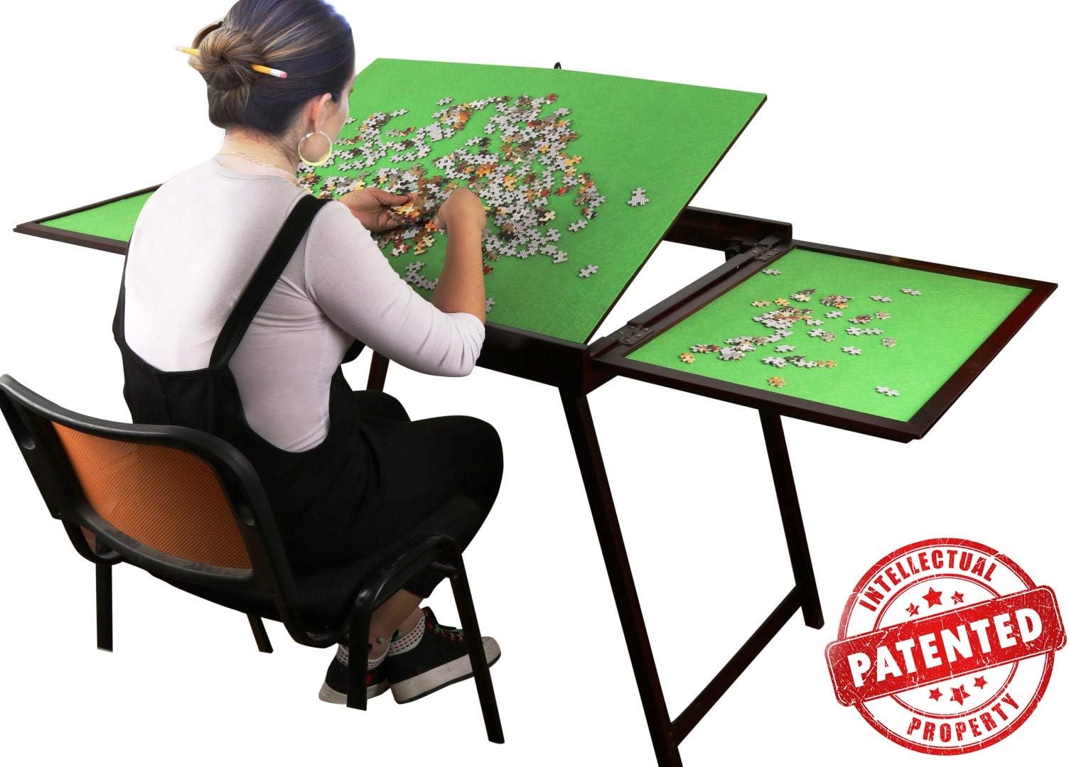 Wooden Jigsaw Puzzle Table for Adults & Kids,Large Portable Folding Table with Storage & Cover,Fold-and-Go Tilting Table,Multifunction Home Furniture - Puzzle Accessories for 1500 Pcs