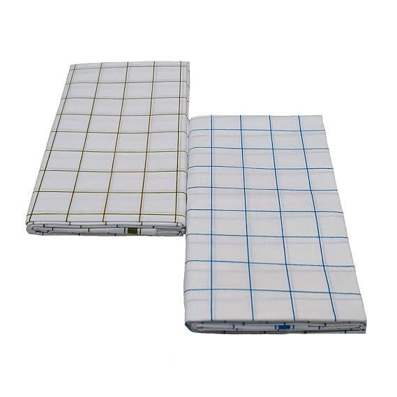 Cotton Cool 100% Pure Cotton White Chexs Lungi Free Size White Colour Pack of 2 Piece