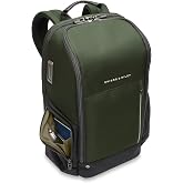 Briggs &amp; Riley Medium Widemouth Backpack - Carry On Travel Backpack for Women &amp; Men, Personal Item Bag, Self-Repairing Zippers, Padded Straps, Fits up to 15.6" Laptop - HTA Collection, Forest