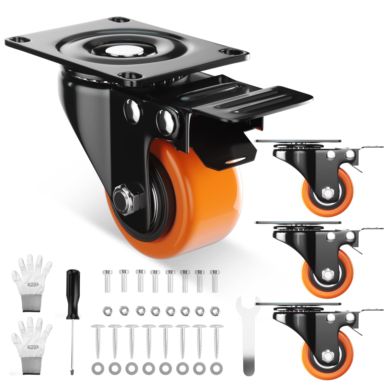 2 Inch Caster Wheels, Casters Set of 4 Heavy Duty