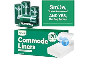 Commode Liners with Absorbent Pads, Tear-Free Leak-Proof Bedside Commode Liners, Universal Disposable Commode/Bed Pan Liners 