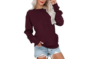 MISFAY Womens Long Sleeve Sweatshirt Casual Crewneck Cute Pullover Tops Lightweight Sweatshirt with Pocket