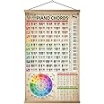 HYUOEP Piano Chords Chart Poster (16"x27") Color With Note Keyboard for Beginner Adult Kids Piano Scale Reference Guide Music Circle of Fifths Wheel Piano Student Educational Wall Art (with frame)