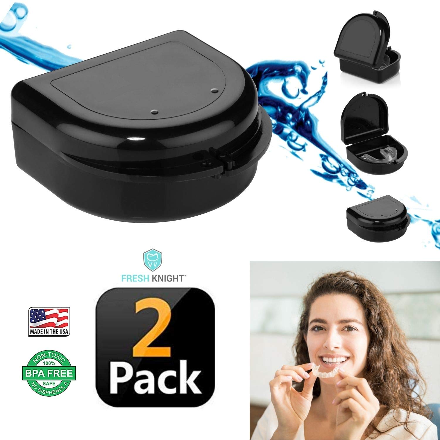 Fresh Knight Retainer Case 2 Pack w/Vent Holes-Black : Beauty