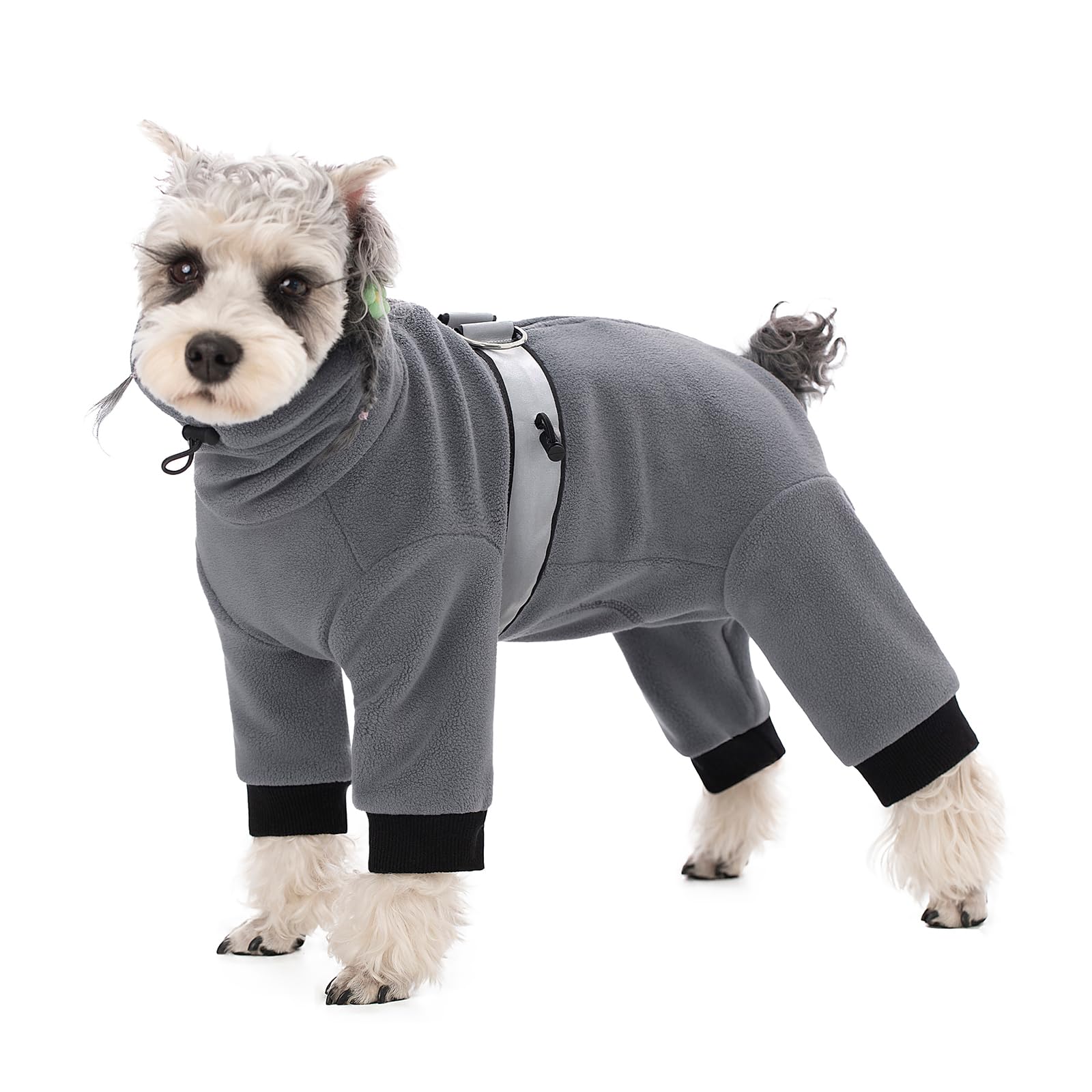 BT Bear Warm Coats Jackets for Dogs, Adjustable Dog Warm Fleece Jumpsuit Clothes With D-Ring Dog Winter Coat for Small Medium Dogs,Light Grey XXL