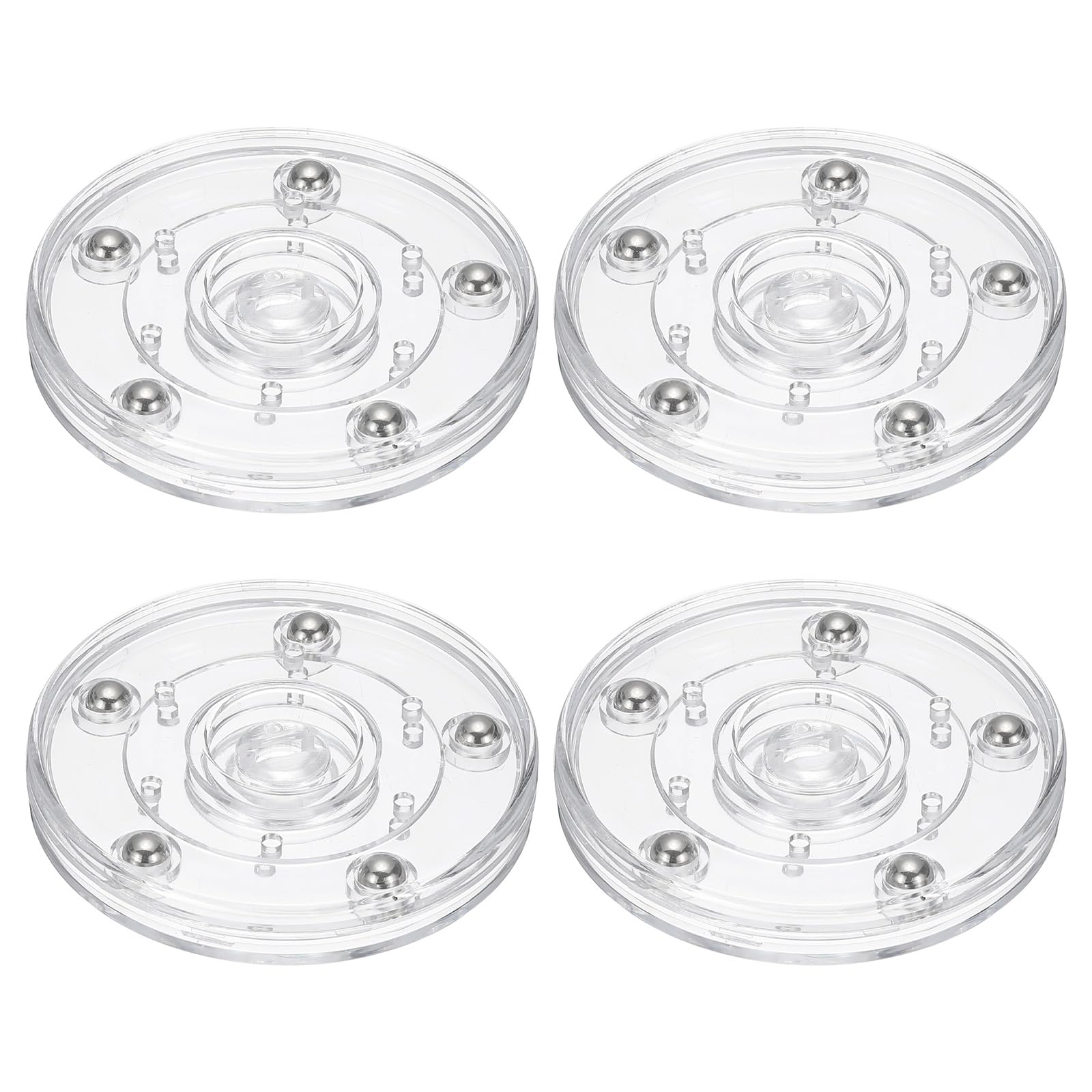 PATIKIL 3 Inch Heavy Rotating Swivel Stand, 4Pcs 360˚ Rotation Lazy Susan Turntable with Steel Ball Bearings for Model Base Rotating Plants TV Computers Monitors, Clear