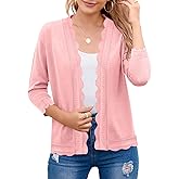 BeautyNee Women's 3/4 Sleeve Summer Cardigan Lightweight Open-Front Cropped Knit Shrug Sweater Casual Spring Shirts