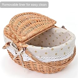 Wicker Picnic Basket with Removable Liner Empty