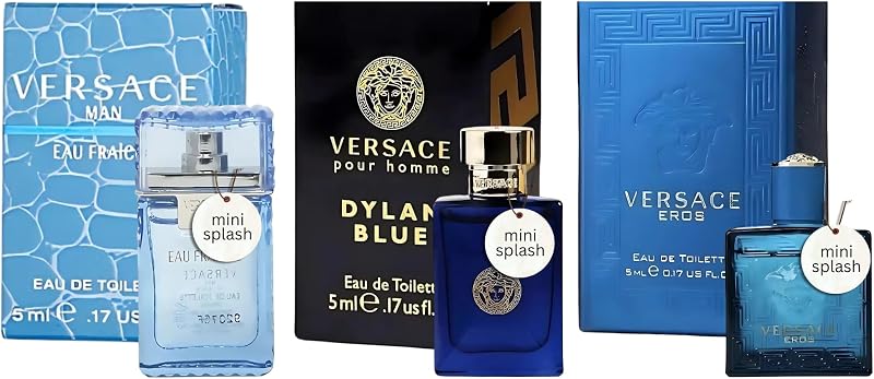 Versace Men's Miniature Perfume Gift Set Trio Eros Dylan Blue Eau Fraiche