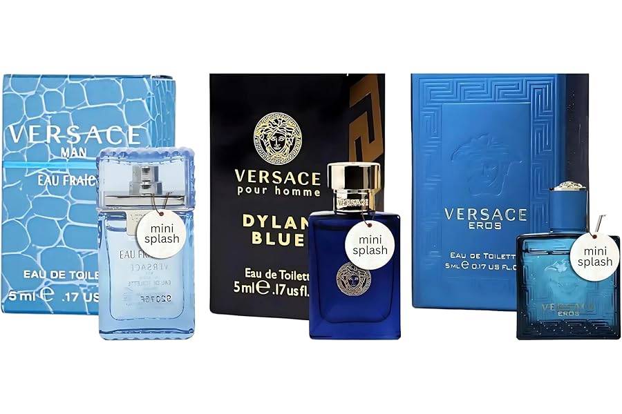 Versace Miniature Variety Trio Collection Perfume Gift Set for Men 0.17 oz/5 ml Splashes 1