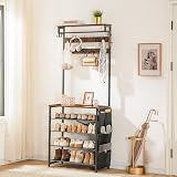 HOOBRO Hall Tree with Bench 5-Tier Shoe Storage Rustic Brown BF75MT01 view 4