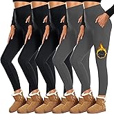 Dimore High Waisted Fleece Lined Leggings for Women with Pockets – Warm Winter Yoga Pants, Workout, Everyday Wear S-M/L-XL