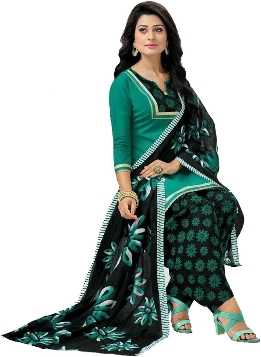 Gorgeous and Fashion Attire Green Unstitched Cotton 115 Pattiyala/Salwar/Chudidar Dress Material