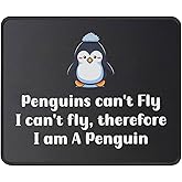 Funny Penguin Computer Mouse Pad - I Can't Fly Mouse Mat Gaming 9.5 x 7.8 Inch - Cute Animal Lovers Gift for Mom Dad - Gifts for Birthday, Christmas