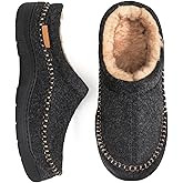 Zigzagger Men's Slip On Moccasin Slippers, Indoor/Outdoor Warm Fuzzy Comfy House Shoes, Fluffy Wide Loafer Slippers