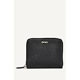 DKNY Women's Velita-SMALL Zip Around Billfold, Black and Gold