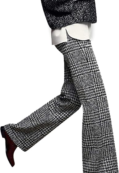 wide leg plaid trousers