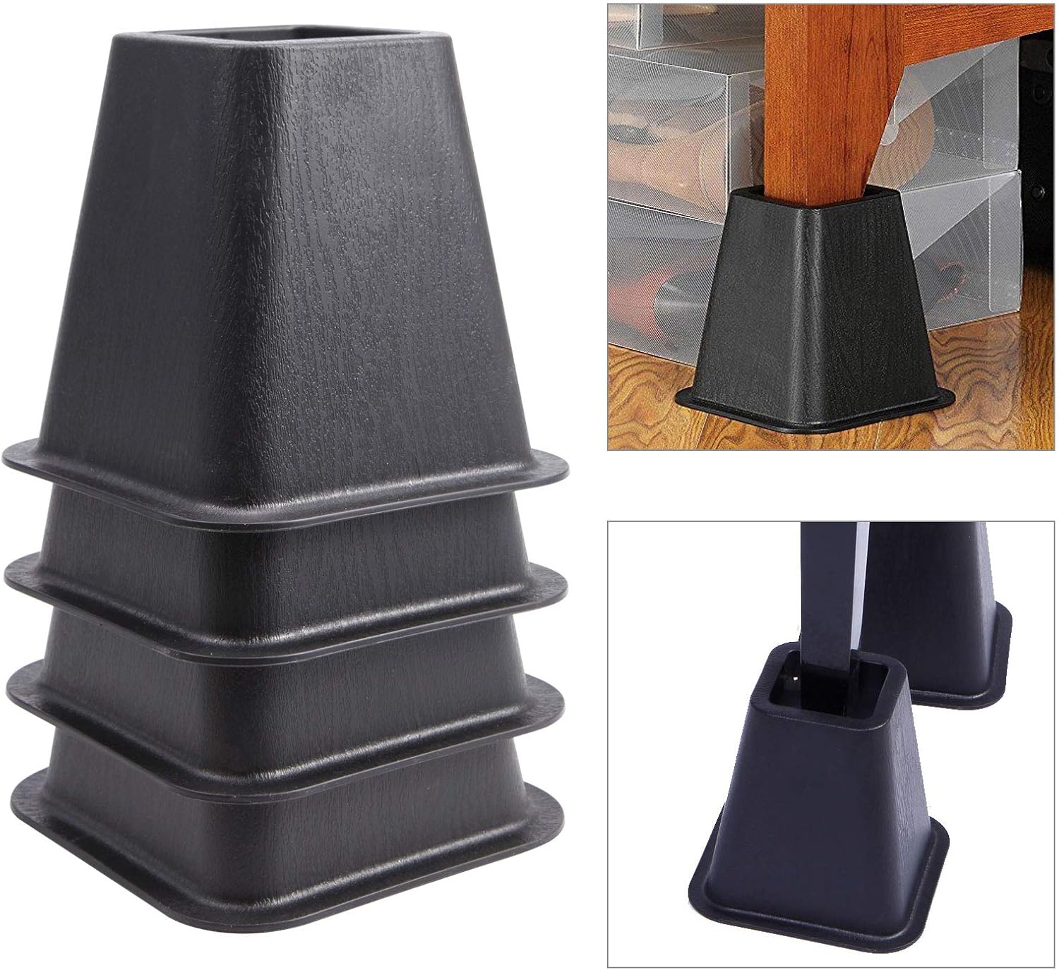 Lifting Risers Risers SurePromise Heavy Duty Bed Risers Furniture Risers Plastic Black ...