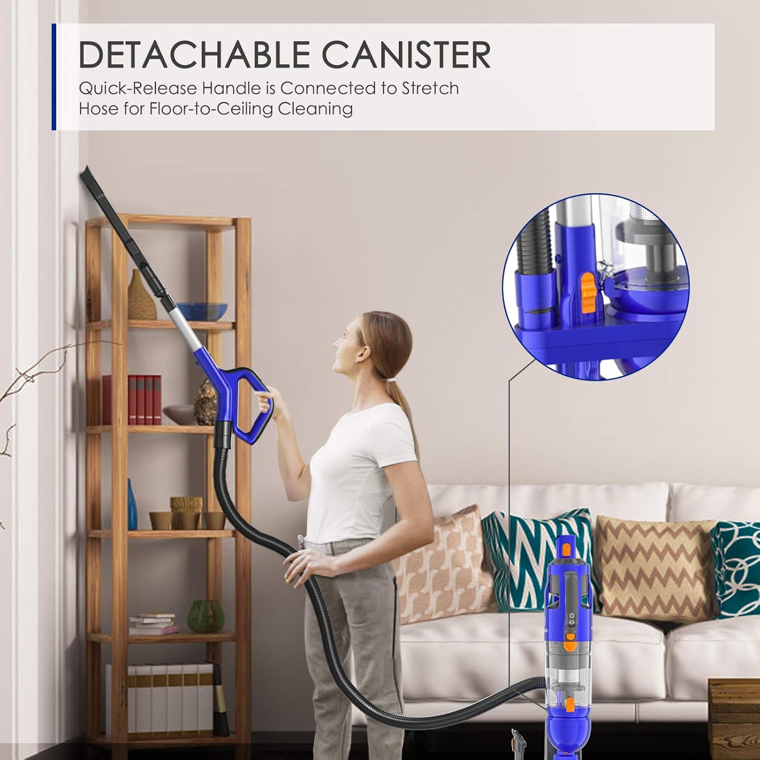 MOOSOO Cordless Upright Vacuum Cleaner, 26Kpa Strong Suction Upright Bagless Vacuum, 50 Min-Running, with H12 Level Upgraded Cyclone Anti-Allergy Seal Filtering, for Pets Hair and Home (Model: U26D)  -