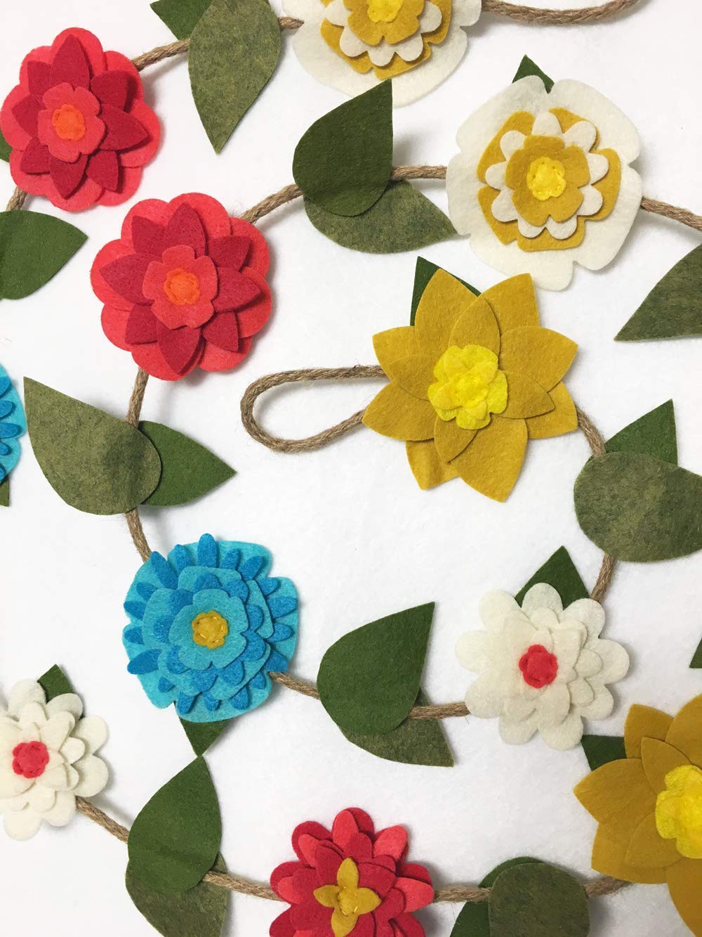 Autumn Flower Garland, Felt Flower Decoration Handmade