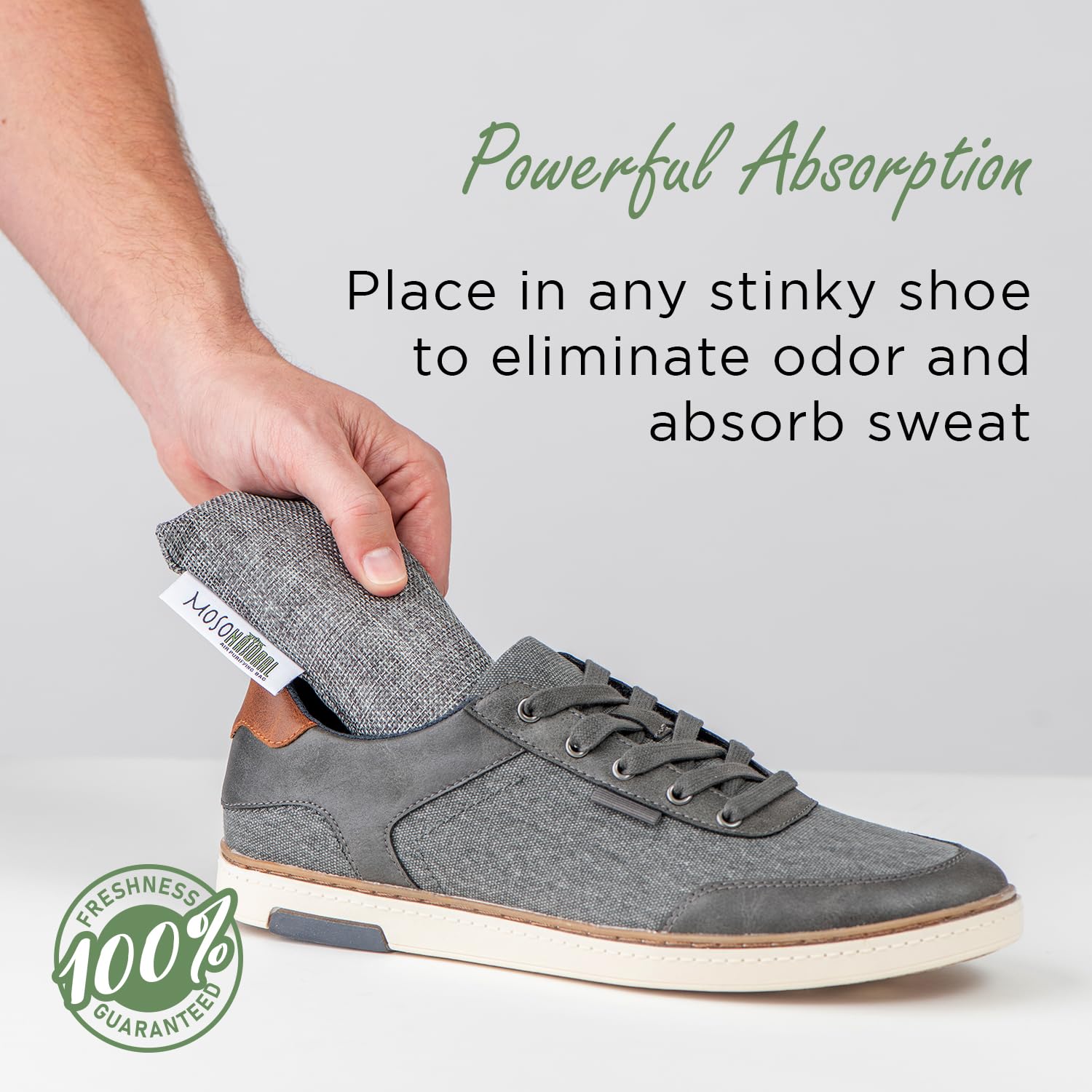 Moso Natural Shoe Deodorizer Insert (3 Pack) Charcoal Odor Absorber for Shoes, Gym Bag & Boot Deodorizer, Long-Lasting Shoe Odor Elimination, Unscented Air Purifying Bags (Two Per Pack. 6 Total)