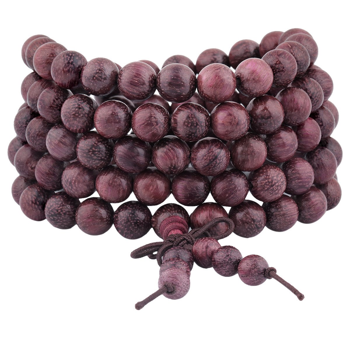 KYEYGWO 108 Mala Prayer Beads Bracelet for Woman, Natural Wood Tibetan Buddhist Buddha Meditation Bead Necklace, Violet Wood