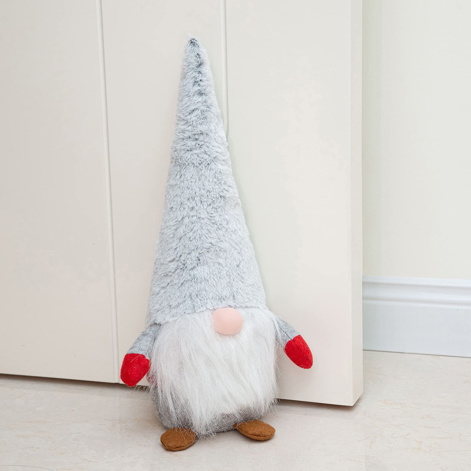 Marwood Cute Door Stopper Decorative Door Stops for Home and Office, Stuffed Fabric Christmas Door Stopper Weighted Interior Doorstop Floor Decorative - Santa Claus with Light Grey Cap 37cm — image 1
