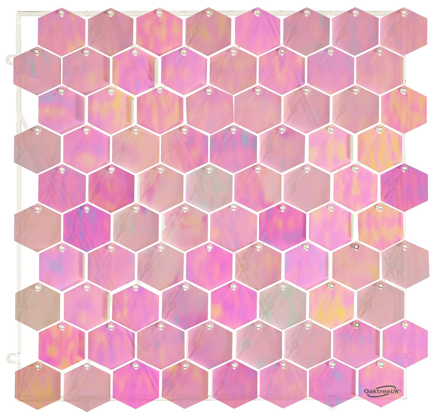 Sequin Wall Panel Hexagons 30cm x 30cm Iridescent Pink (80 Hexagons)