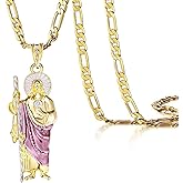 GXLYFG San Judas Tadeo Necklace Diamond 14K Gold Plated San Judas Tadeo Necklace San Judas Medalla (Gold 284)