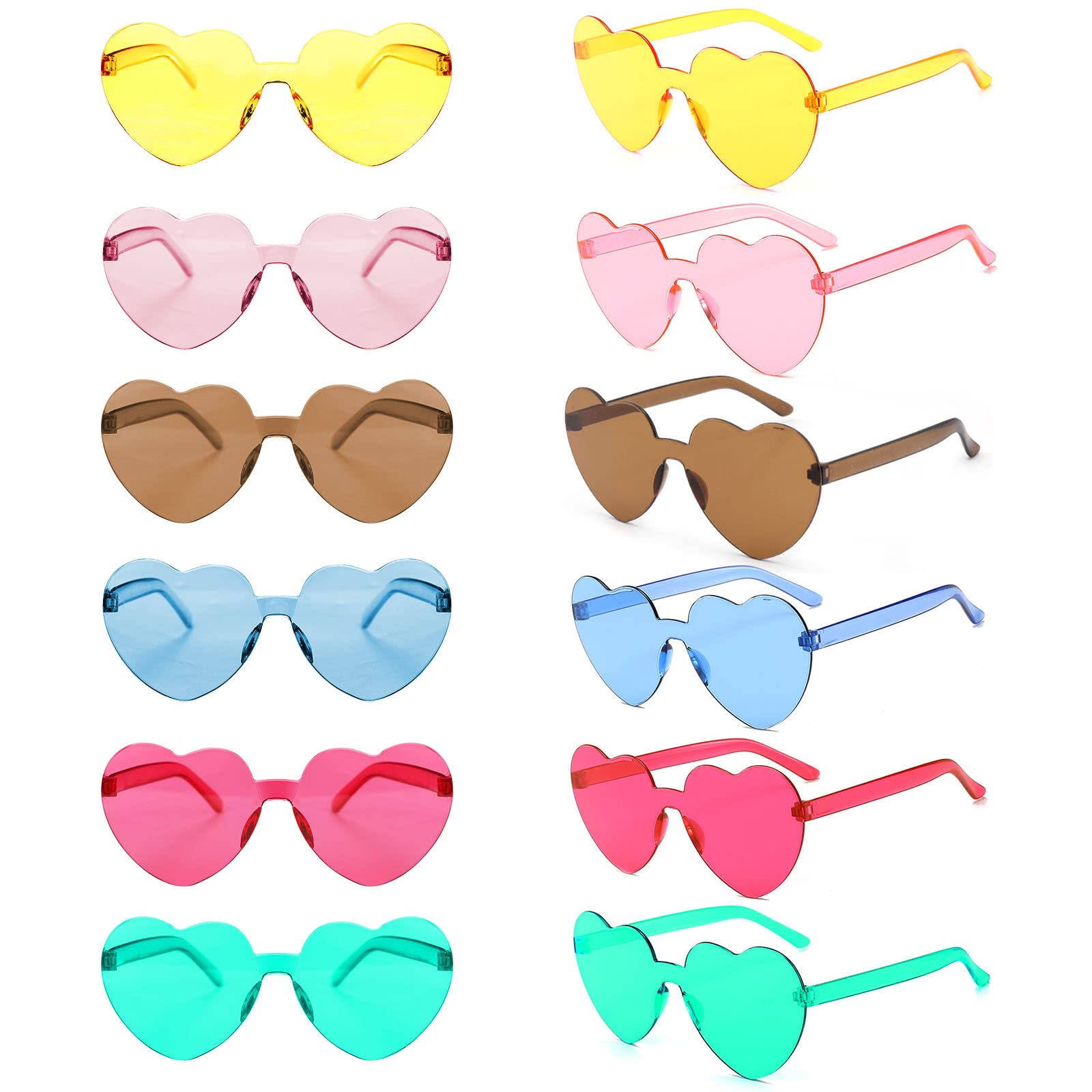 TOKIISHE Heart Party Glasses 12 Pack, Heart Sunglasses Funky Glasses Multipack for Adults, Hippie Fancy Dress Costume, Festival Accessories
