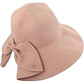 Womens Wide Brim Slit Sun Hat Bow Knot Summer Straw Sun Hats for Women