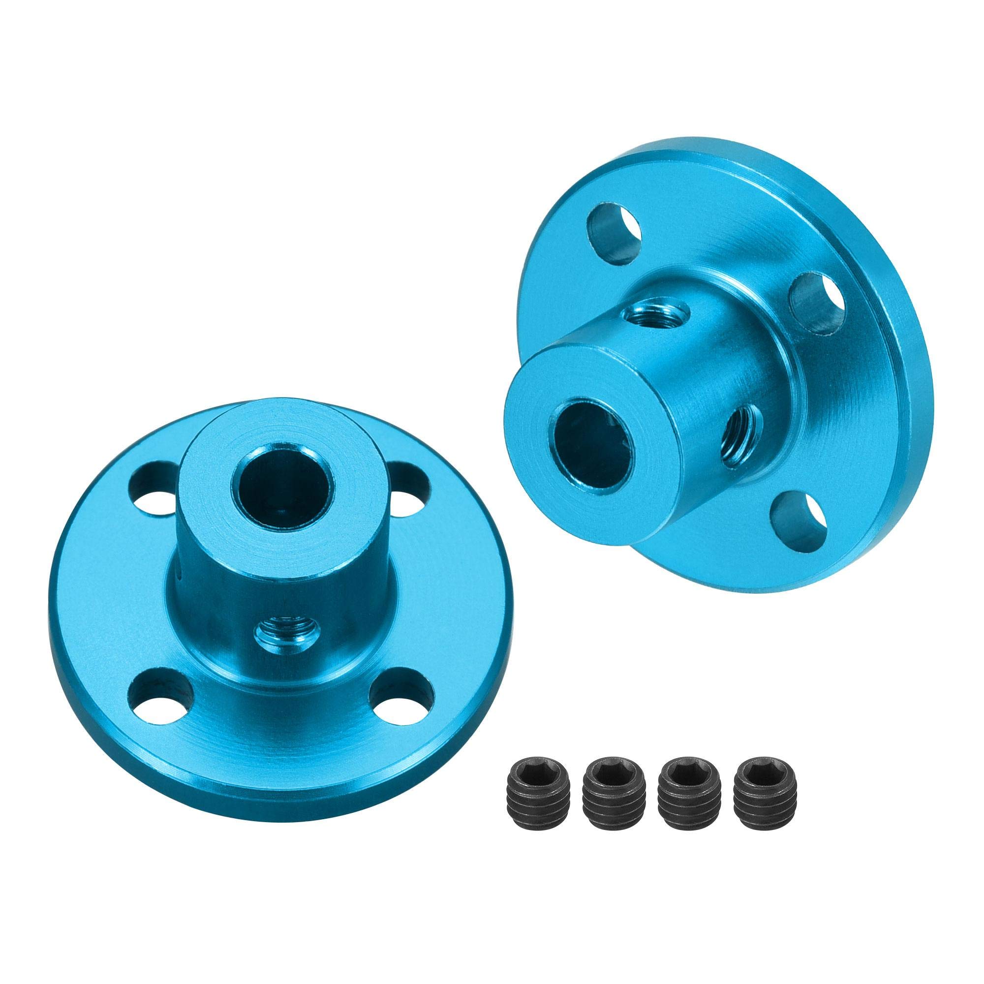 sourcing map 4mm Inner Dia H13xD10 Rigid Flange Coupling Motor Guide Shaft Coupler Motor Connector for DIY Parts Sky Blue 2pcs