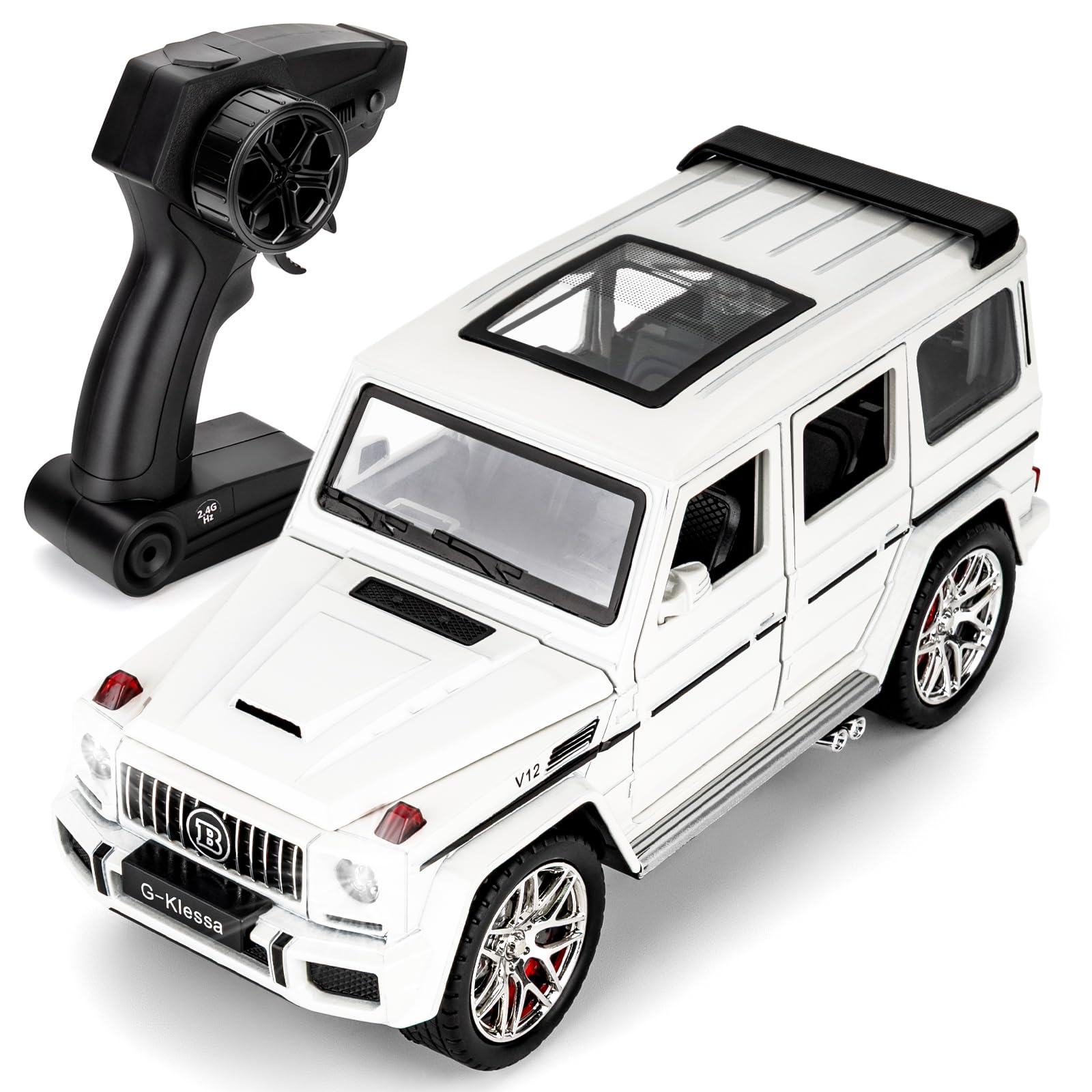 BGHSCA 1:24 G63 Remote Control Car Model, 2.4GHz All-Terrain High Speed Diecast RC Toy Car with 25M controllable range for Adults Kids Boys Girls, Collectible Christmas Birthday Gifts（white）