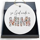 DIENADFX Mimi Ceramic Christmas Ornaments, Grandma Gifts for Mother's Day Birthday, So God Made a Mimi Floral Christmas Tree Decorations Ornaments for Grandmother, Grandma Gifts Hanging Decor