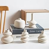 Tenforie Small White Ceramic Vases Set of 5, Mini Decorative Boho Vases for Flower, Wedding & Home Decor