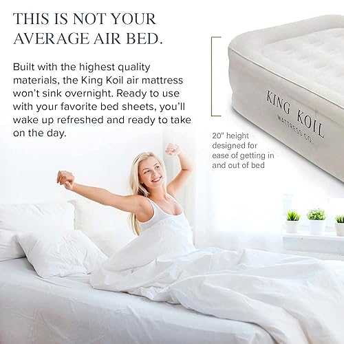 King Koil Plush Pillow Top Twin Air Mattress with Built-in High
