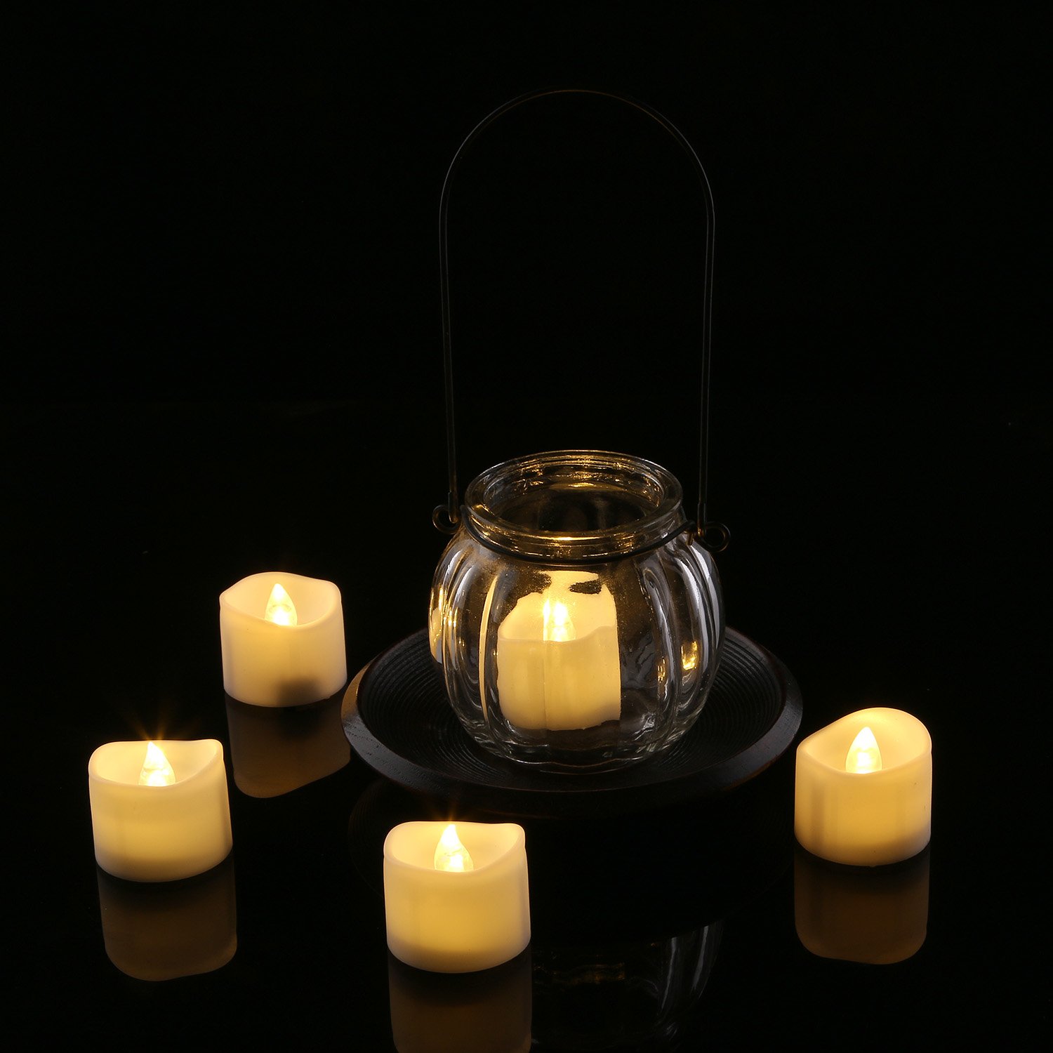 Homemory Battery Tea Lights With Timer, Auto On / Off LED Candle, Warm