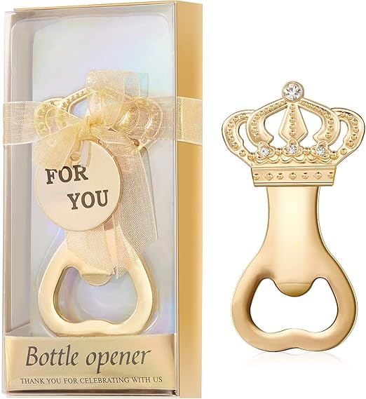 Amazon Com Pack Of 12 Gold Crown Bottle Opener Wedding Favors